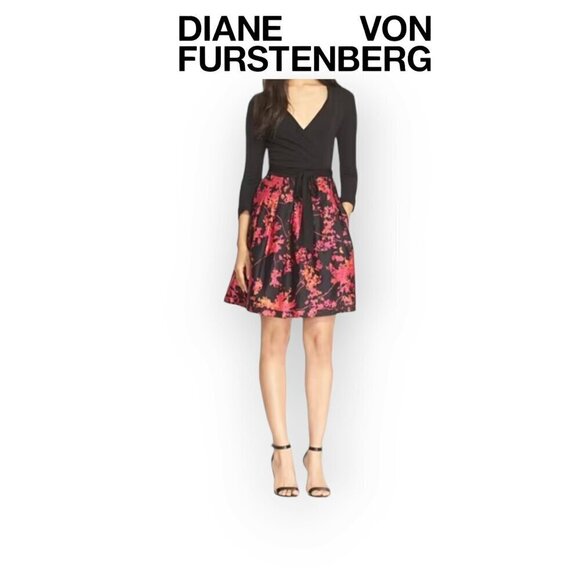Diane von Furstenberg Jewel Wool Silk Wrap Minidress Size 0 - Picture 1 of 14